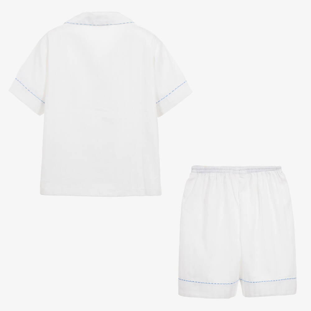 Turquaz-White & Blue Cotton Short Pyjamas | Childrensalon