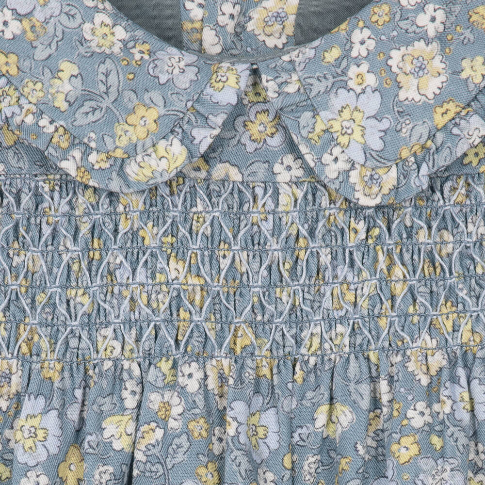 Tutto Piccolo-Baby Girls Blue Floral Dress Set with Socks | Childrensalon