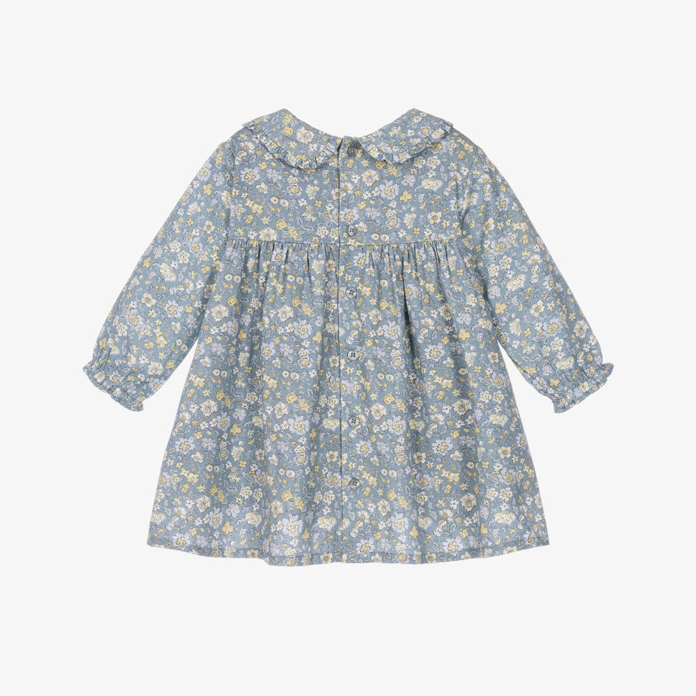Tutto Piccolo-Baby Girls Blue Floral Dress Set with Socks | Childrensalon