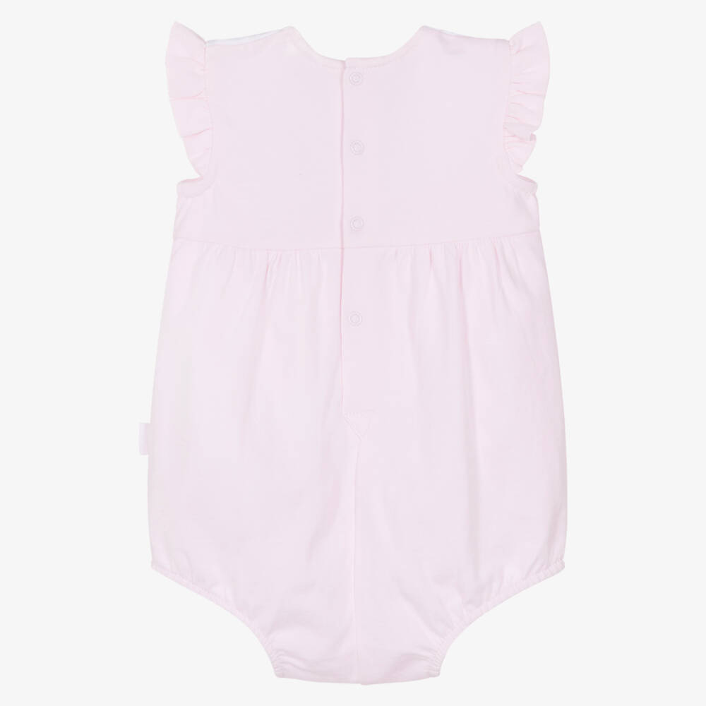 Tutto Piccolo-Baby Girls Pink Cotton Jersey Ruffle Shortie | Childrensalon