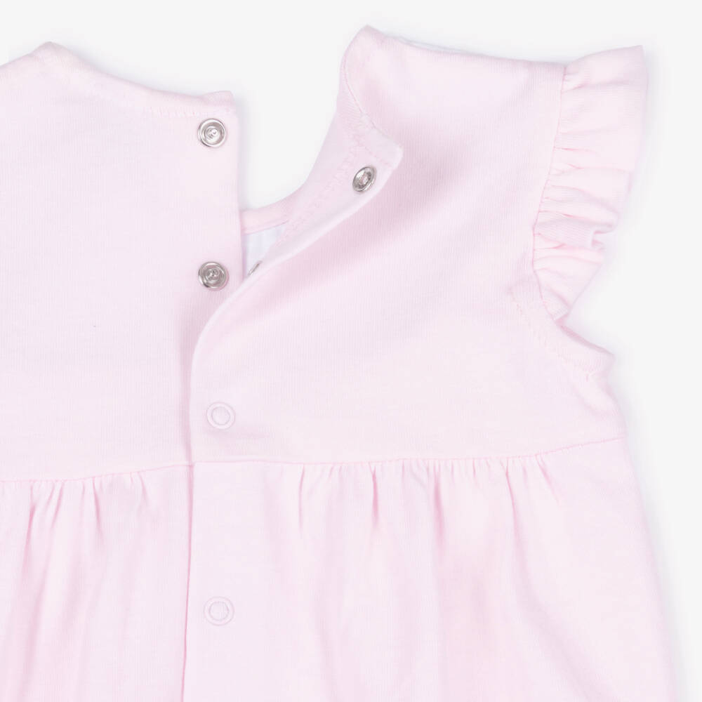 Tutto Piccolo-Baby Girls Pink Cotton Jersey Ruffle Shortie | Childrensalon
