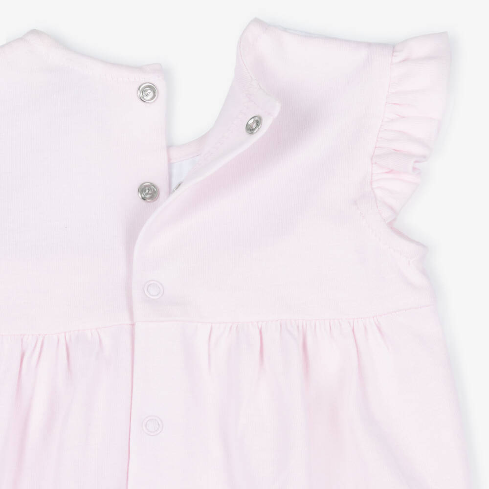 Tutto Piccolo-Baby Girls Pink Cotton Jersey Ruffle Shortie | Childrensalon