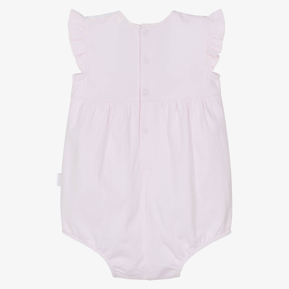 Tutto Piccolo-Baby Girls Pink Cotton Jersey Ruffle Shortie | Childrensalon