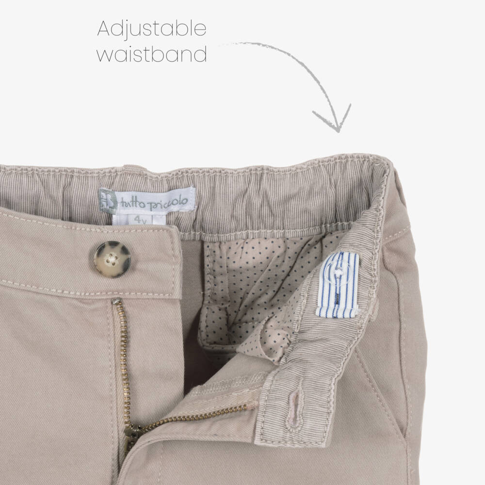 Tutto Piccolo-Boys Beige Cotton 3 Piece Trouser Set | Childrensalon