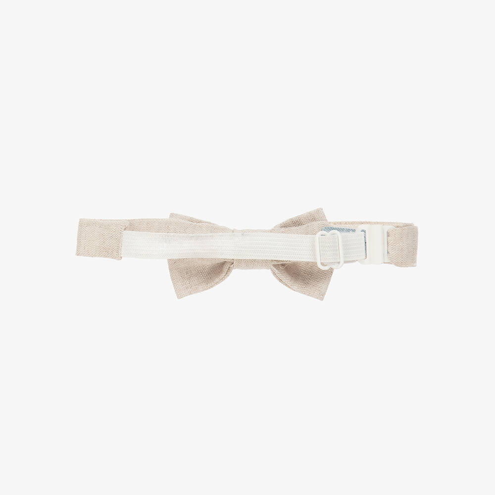 Tutto Piccolo-Boys Beige Linen & Cotton Bow Tie | Childrensalon