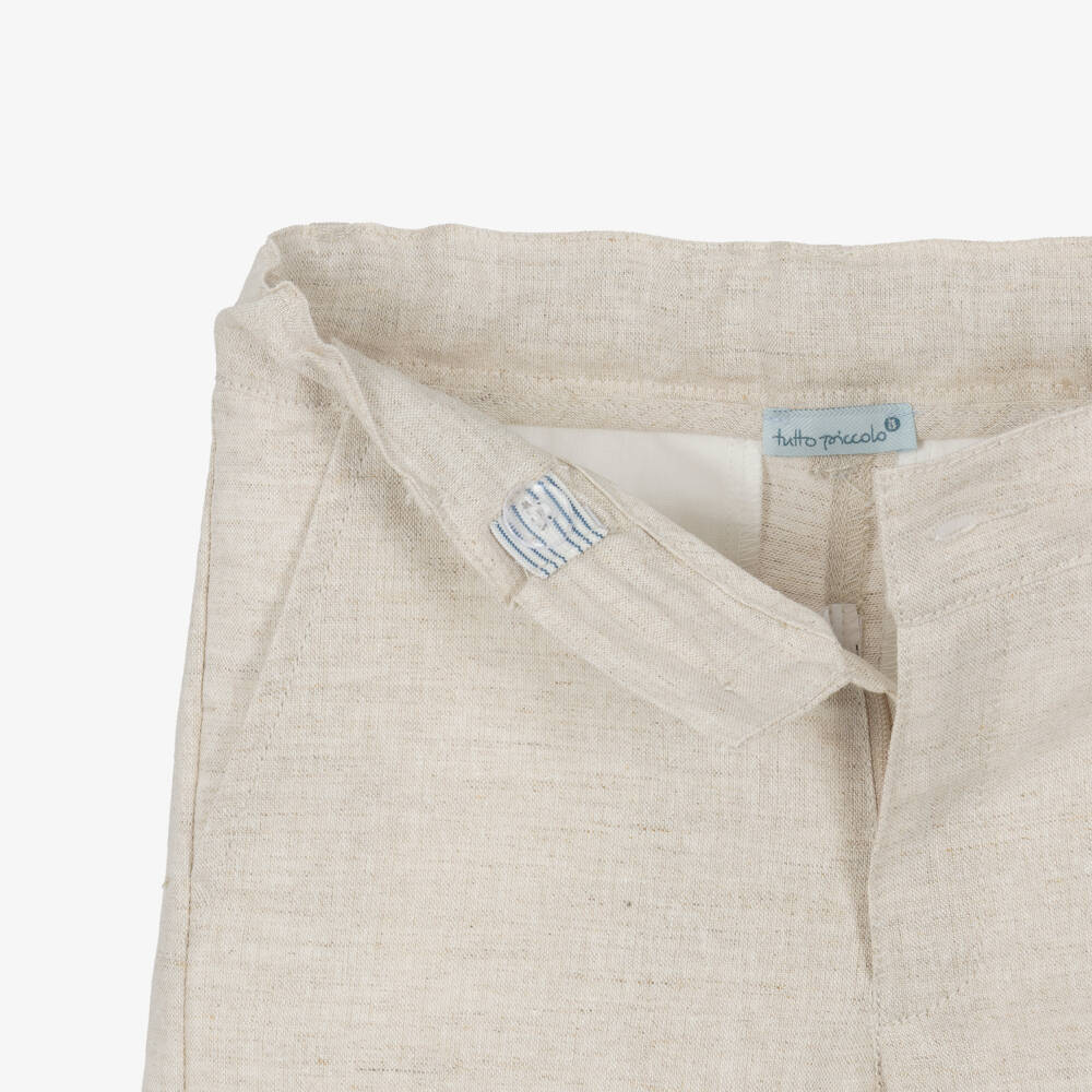 Tutto Piccolo-Boys Beige Linen & Cotton Waistcoat Suit | Childrensalon