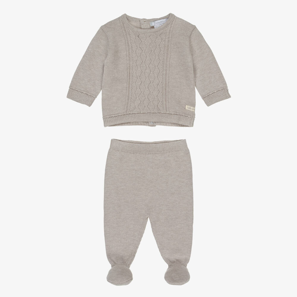 Tutto Piccolo-Комбинезон бежевый трикотажный из двух частей для мальчиков | Childrensalon