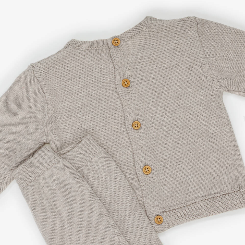 Tutto Piccolo-Комбинезон бежевый трикотажный из двух частей для мальчиков | Childrensalon