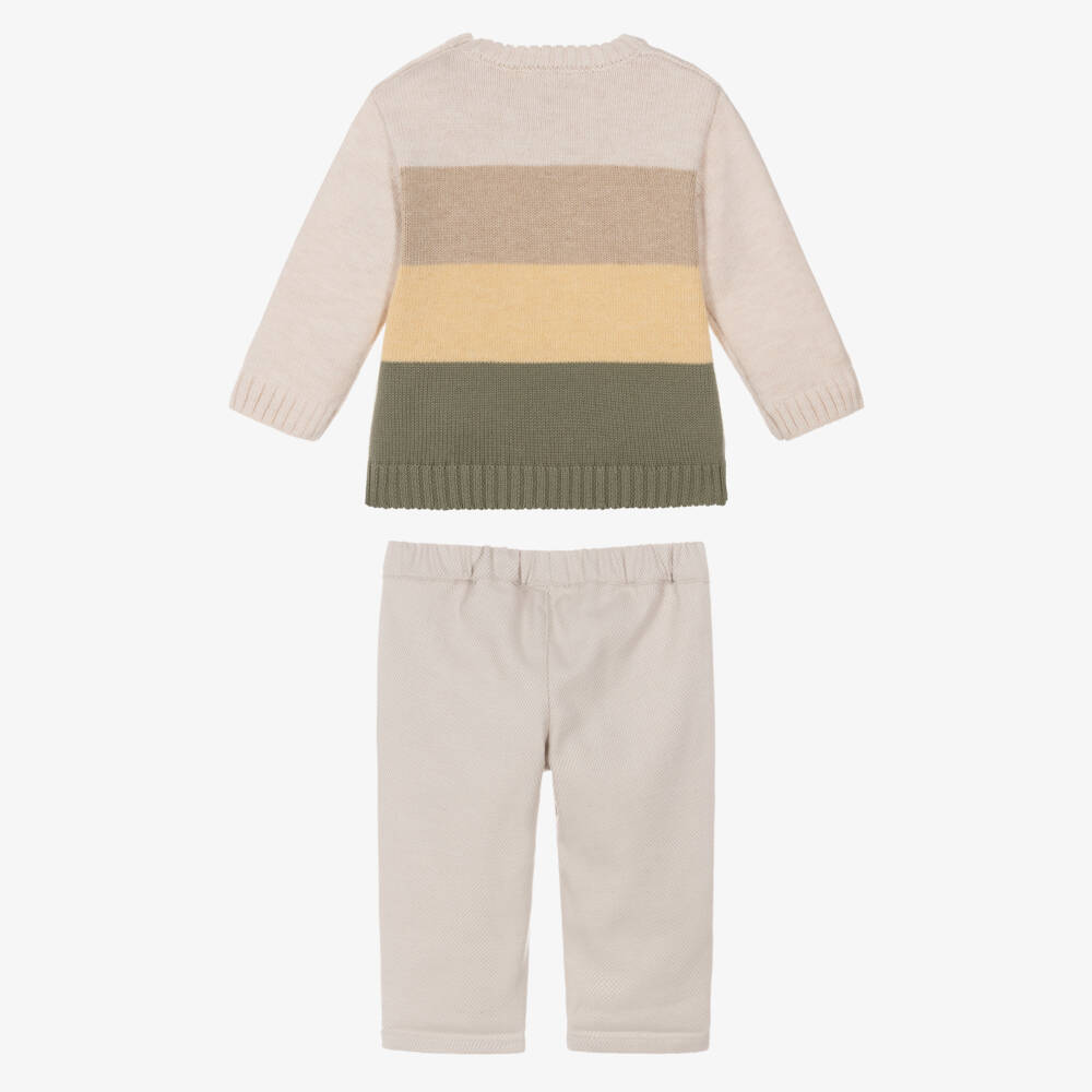 Tutto Piccolo-Boys Beige Stripe Sweater & Trouser Set | Childrensalon