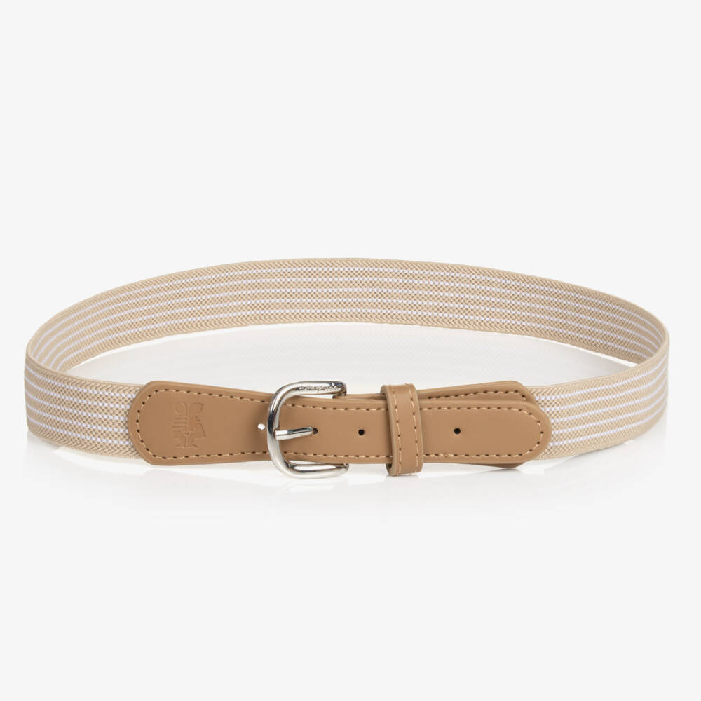 Tutto Piccolo-Boys Beige Striped Elasticated Belt | Childrensalon