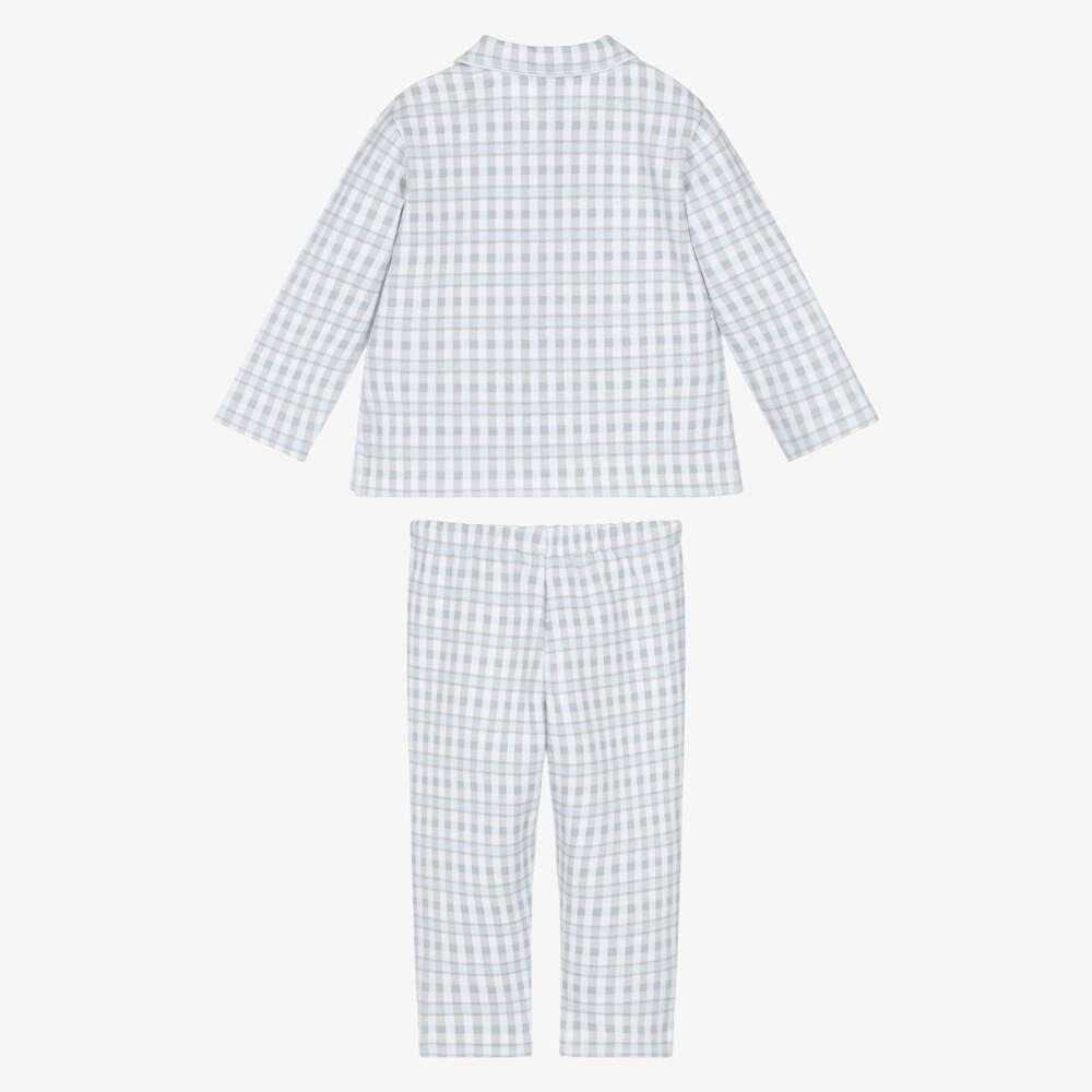 Tutto Piccolo-Boys Blue & Beige Cotton Check Pyjamas | Childrensalon
