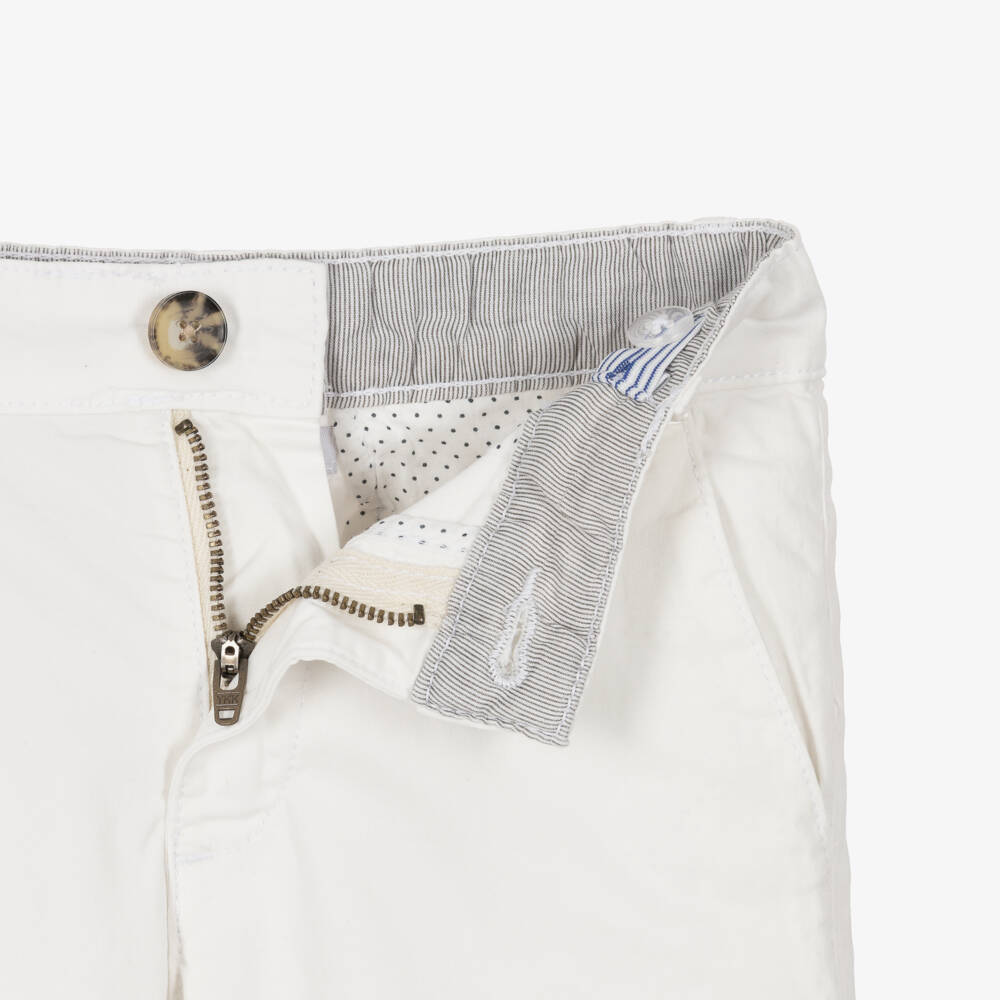 Tutto Piccolo-Boys Blue Collarless Shirt & White Shorts Set | Childrensalon