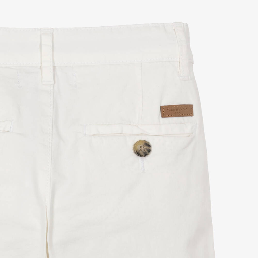 Tutto Piccolo-Boys Blue Collarless Shirt & White Shorts Set | Childrensalon