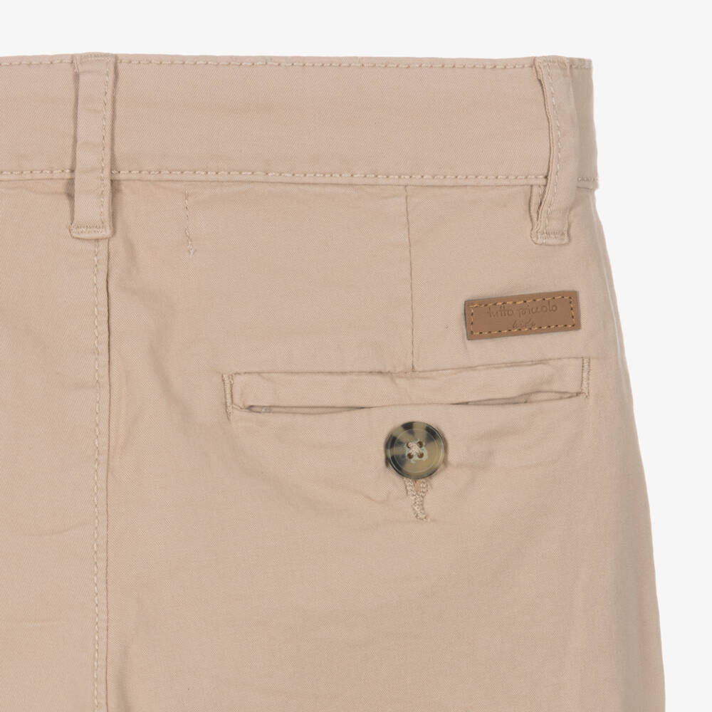 Tutto Piccolo-Boys Blue Gingham Shirt & Beige Shorts Set | Childrensalon