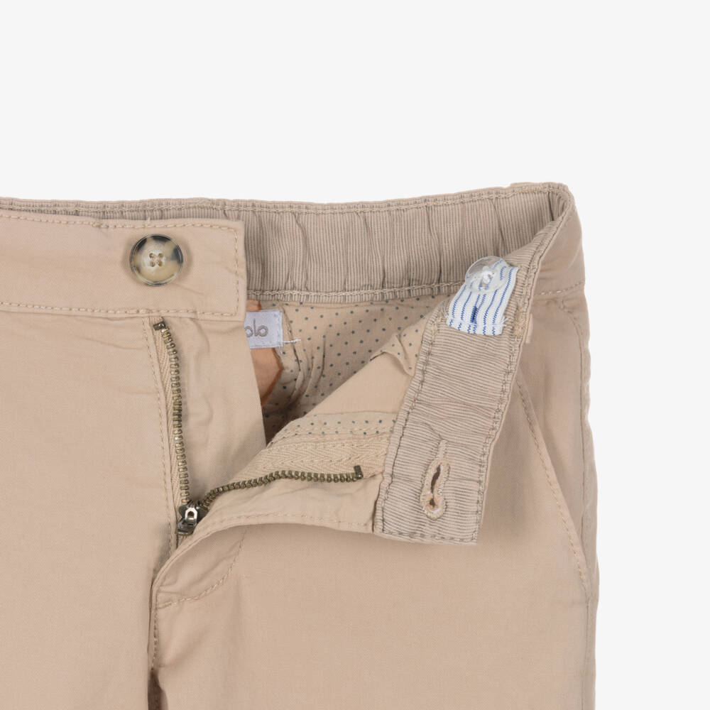 Tutto Piccolo-Boys Blue Gingham Shirt & Beige Shorts Set | Childrensalon