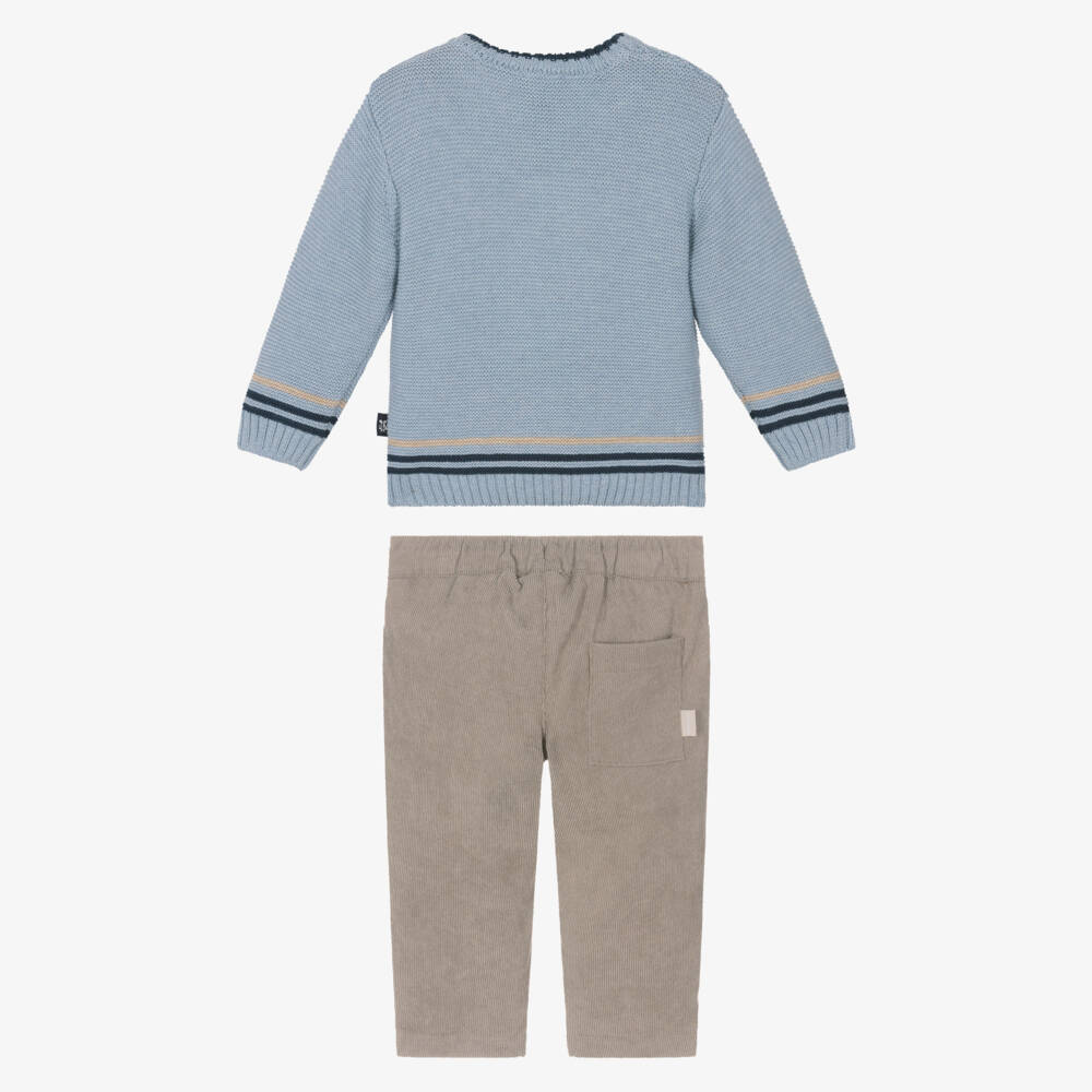 Tutto Piccolo-Boys Blue Seal Sweater & Beige Corduroy Trouser Set | Childrensalon