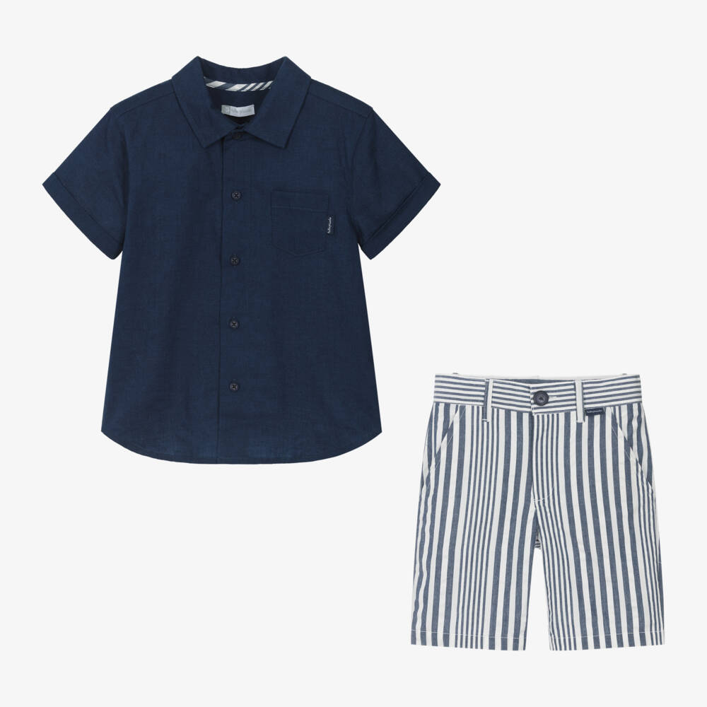 Piccolo Seersucker Play Short - Riviera Blue Gingham