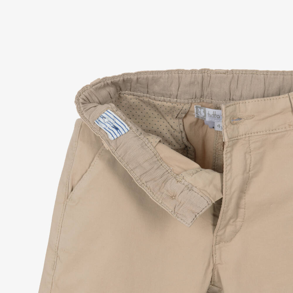 Tutto Piccolo-Boys Blue Striped Shirt & Beige Shorts Set | Childrensalon