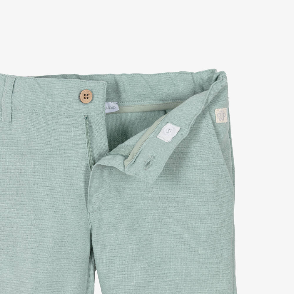 Tutto Piccolo-Boys Green Linen & Cotton Shorts Set | Childrensalon