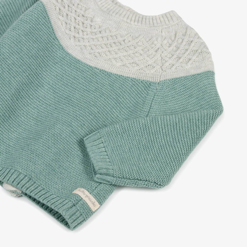 Tutto Piccolo-Boys Green Sweater & Beige Houndstooth Trouser Set | Childrensalon