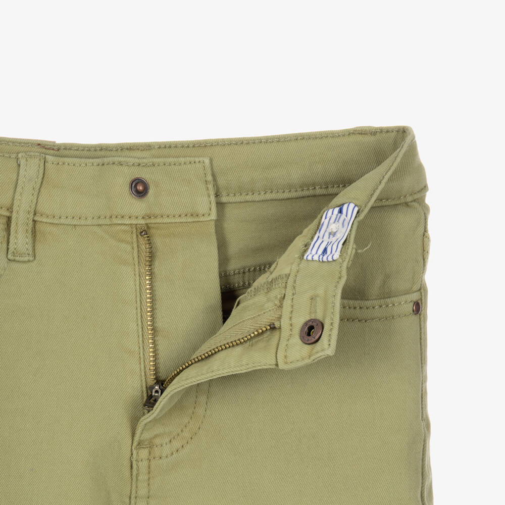 Tutto Piccolo-Boys Ivory Check Shirt & Green Trouser Set | Childrensalon