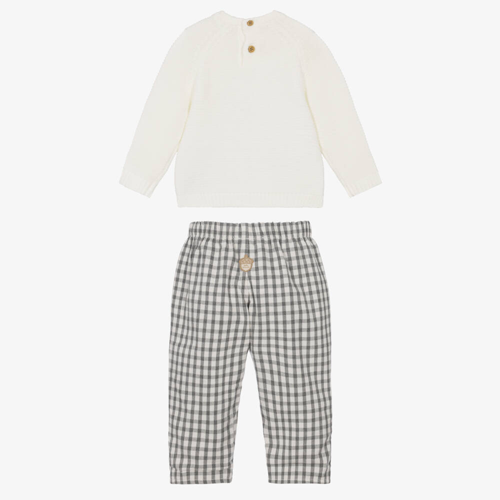 Tutto Piccolo-Boys Ivory & Grey Check Trouser Set | Childrensalon