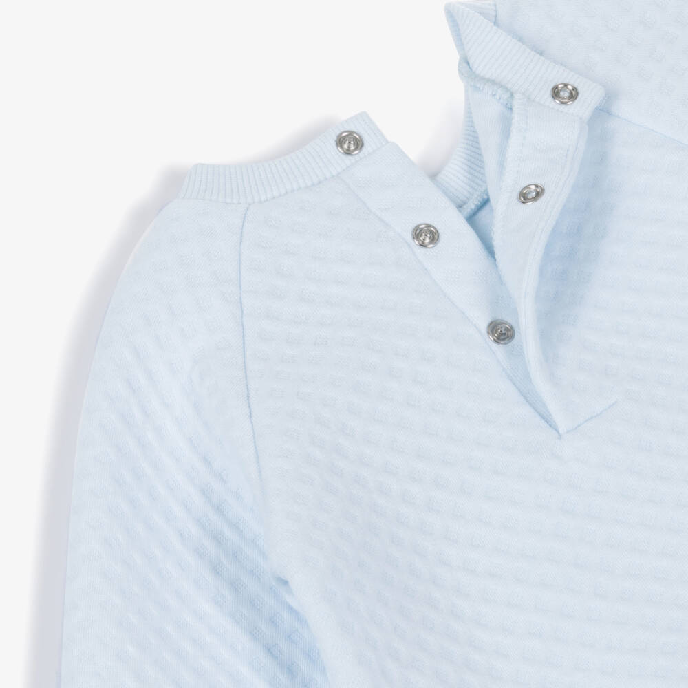 Tutto Piccolo-Boys Light Blue Diamond Patterned Jersey Tracksuit | Childrensalon