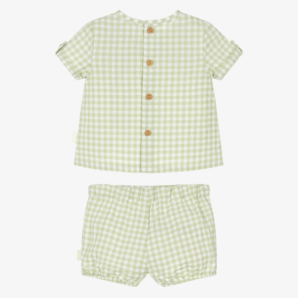 Tutto Piccolo-Boys Lime Green Gingham Seersucker Shorts Set | Childrensalon