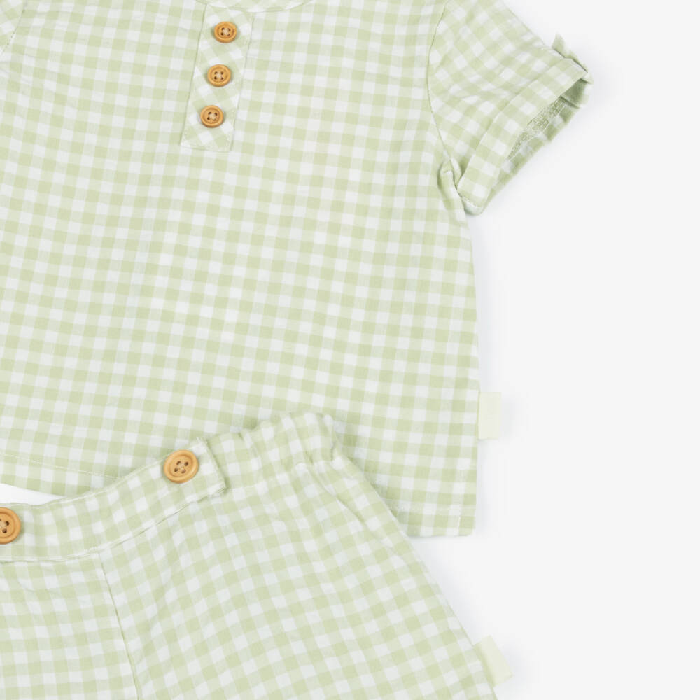 Tutto Piccolo-Boys Lime Green Gingham Shorts Set | Childrensalon