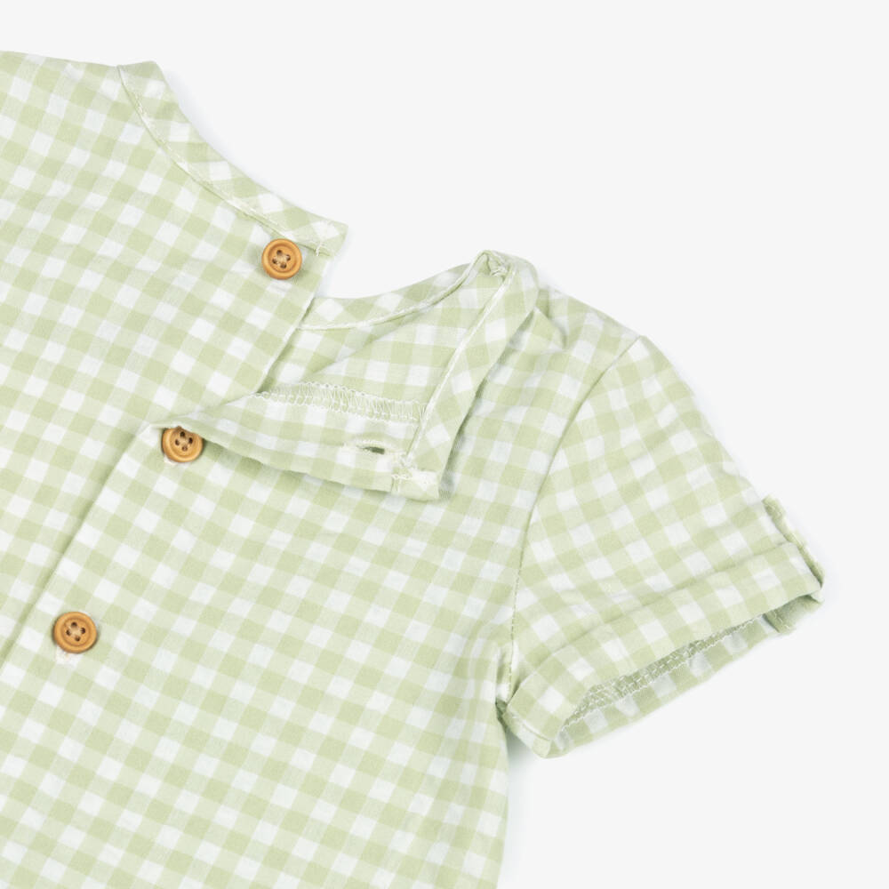 Tutto Piccolo-Boys Lime Green Gingham Shorts Set | Childrensalon