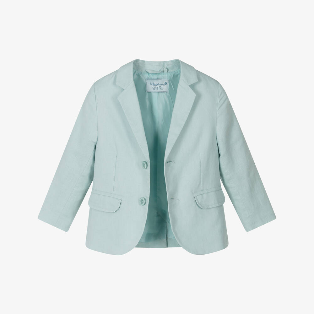 Tutto Piccolo-Boys Mint Green Linen & Cotton Shorts Suit | Childrensalon