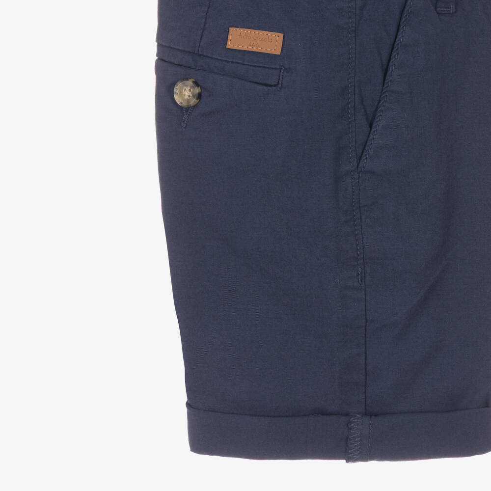 Tutto Piccolo-Boys Navy Blue Stripe Shirt & Shorts Set | Childrensalon