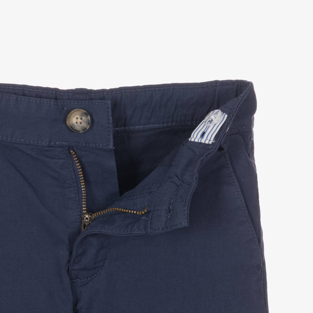 Tutto Piccolo-Boys Navy Blue Stripe Shirt & Shorts Set | Childrensalon