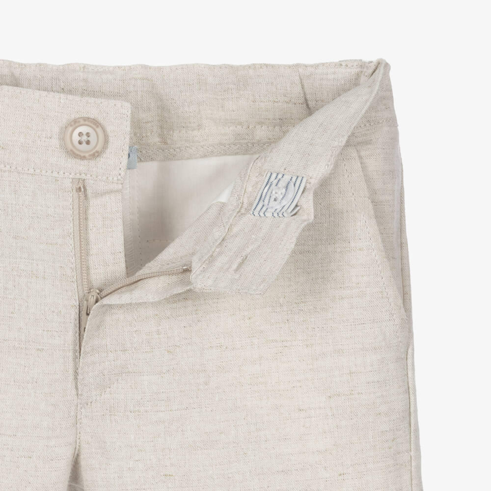 Tutto Piccolo-Boys Pale Beige Cotton & Linen Suit | Childrensalon