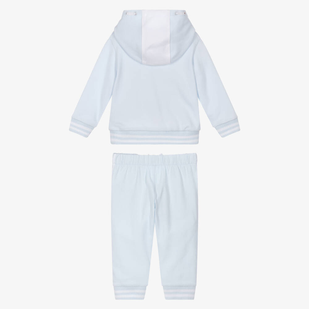 Tutto Piccolo-Boys Pale Blue Cotton Jersey Hooded Tracksuit | Childrensalon