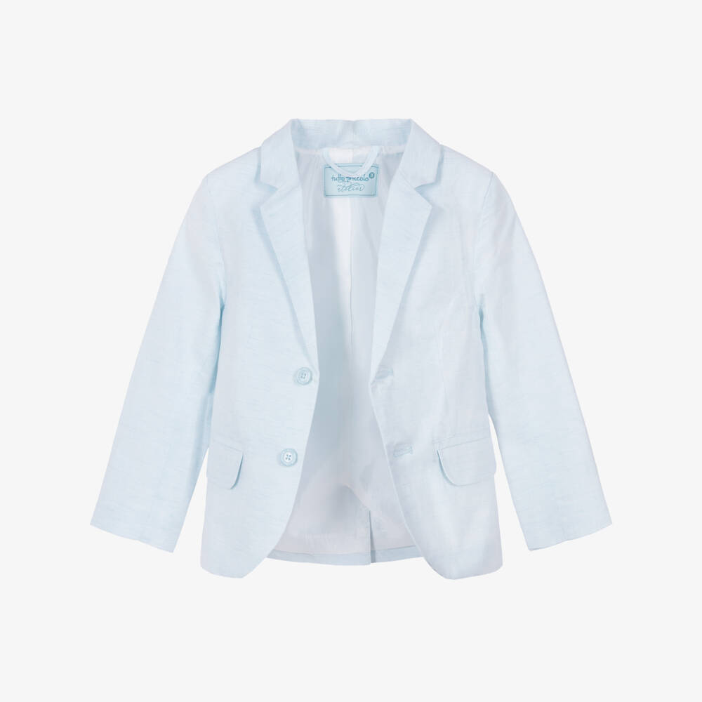 Tutto Piccolo-Boys Pale Blue Linen & Cotton Shorts Suit | Childrensalon