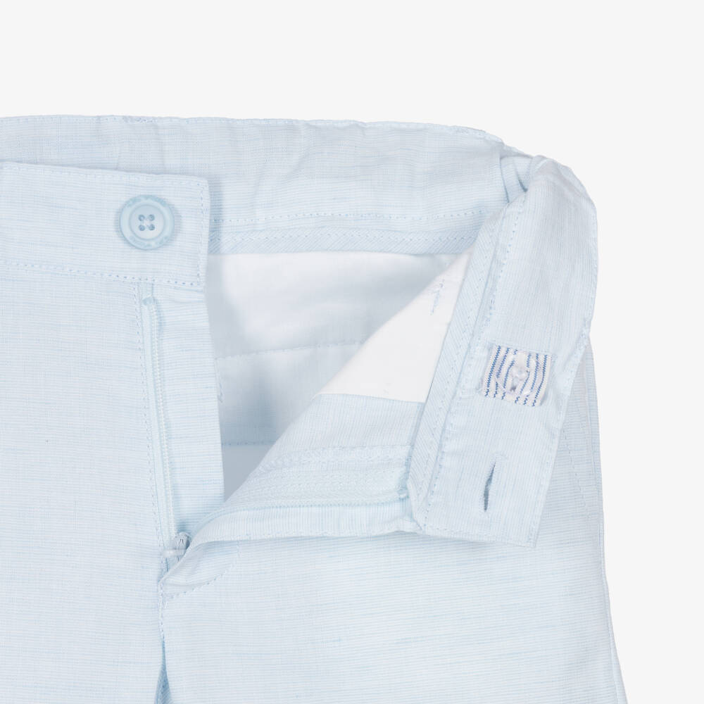 Tutto Piccolo-Boys Pale Blue Linen & Cotton Shorts Suit | Childrensalon