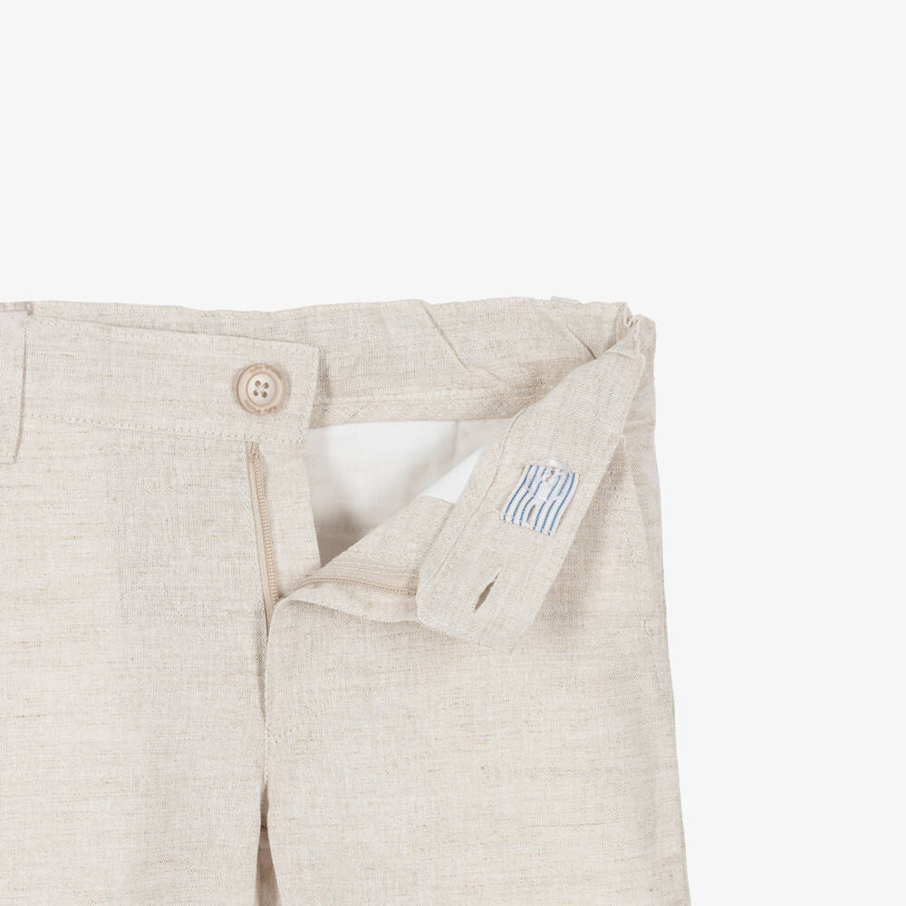 Tutto Piccolo-Boys Pink Stripe Shirt & Beige Shorts Set | Childrensalon