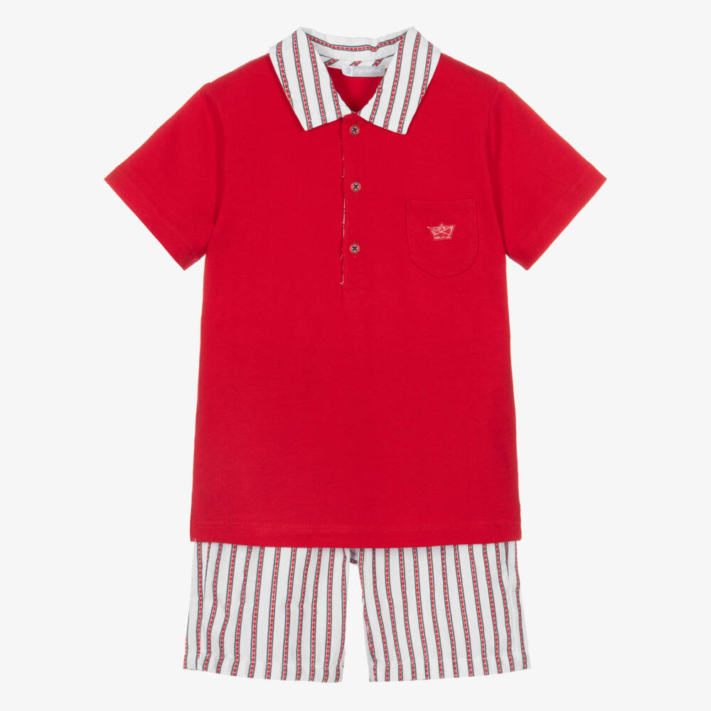Boys Striped/Red Short Set