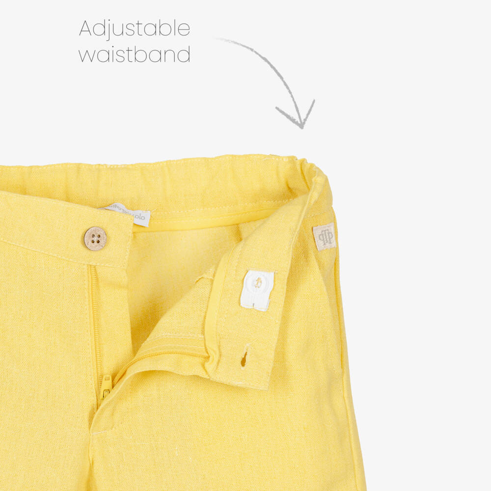 Tutto Piccolo-Boys White & Yellow Cotton & Linen Shorts Set | Childrensalon