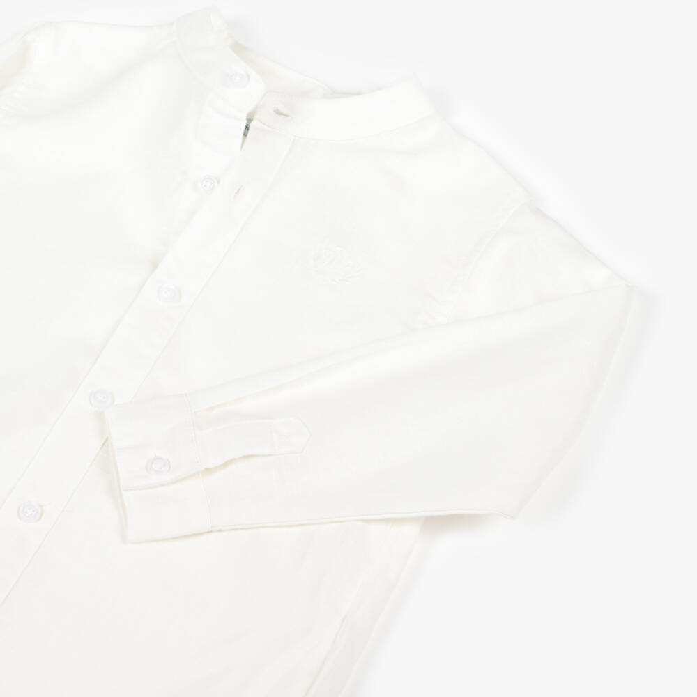 Tutto Piccolo-Boys White & Yellow Cotton & Linen Shorts Set | Childrensalon