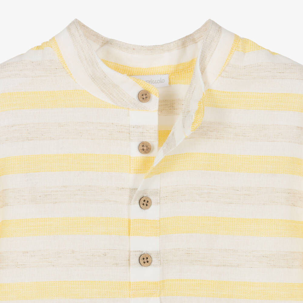 Tutto Piccolo-Boys Yellow & Beige Stripe Shorts Set | Childrensalon