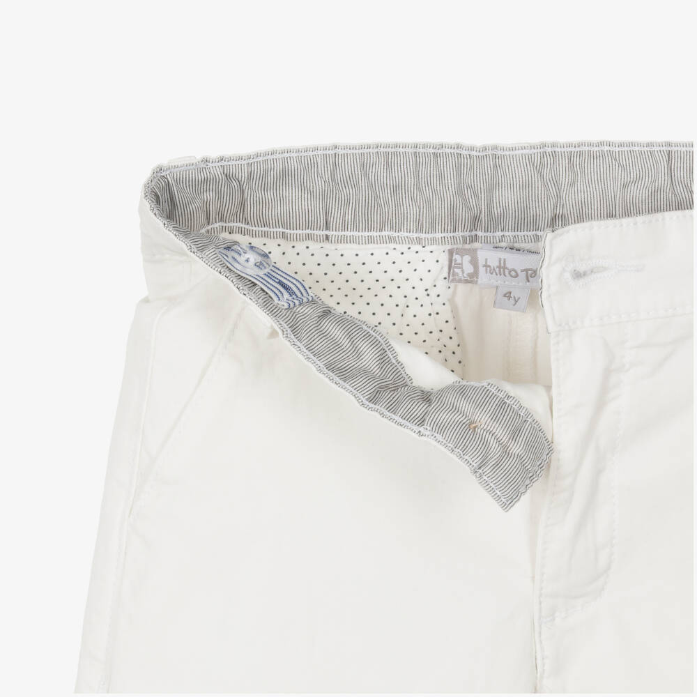 Tutto Piccolo-Boys Yellow Stripe Shirt & White Cotton Shorts Set | Childrensalon