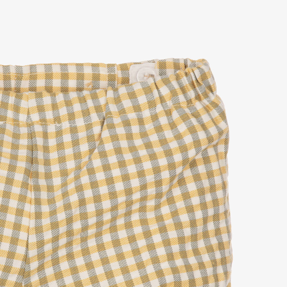 Tutto Piccolo-Boys Yellow Sweater & Green Check Shorts Set | Childrensalon