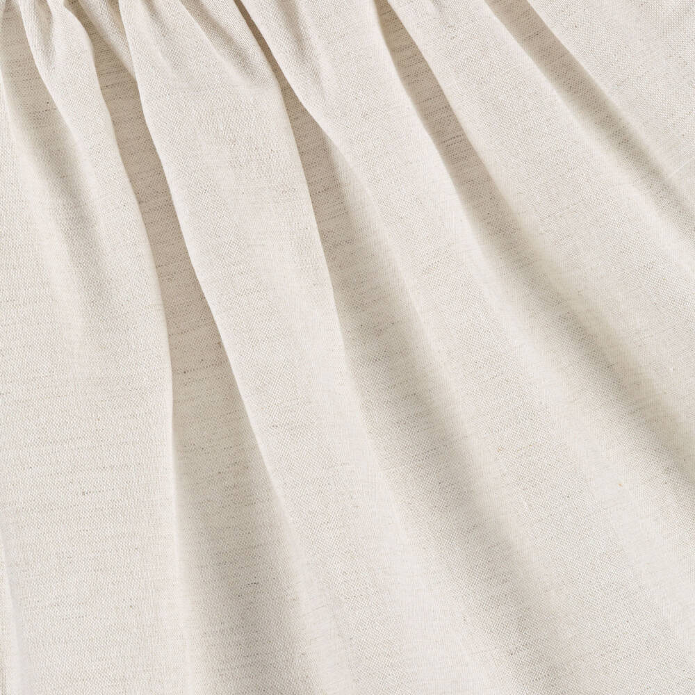 Tutto Piccolo-Girls Beige Linen & Cotton Dress with Lace Bodice | Childrensalon