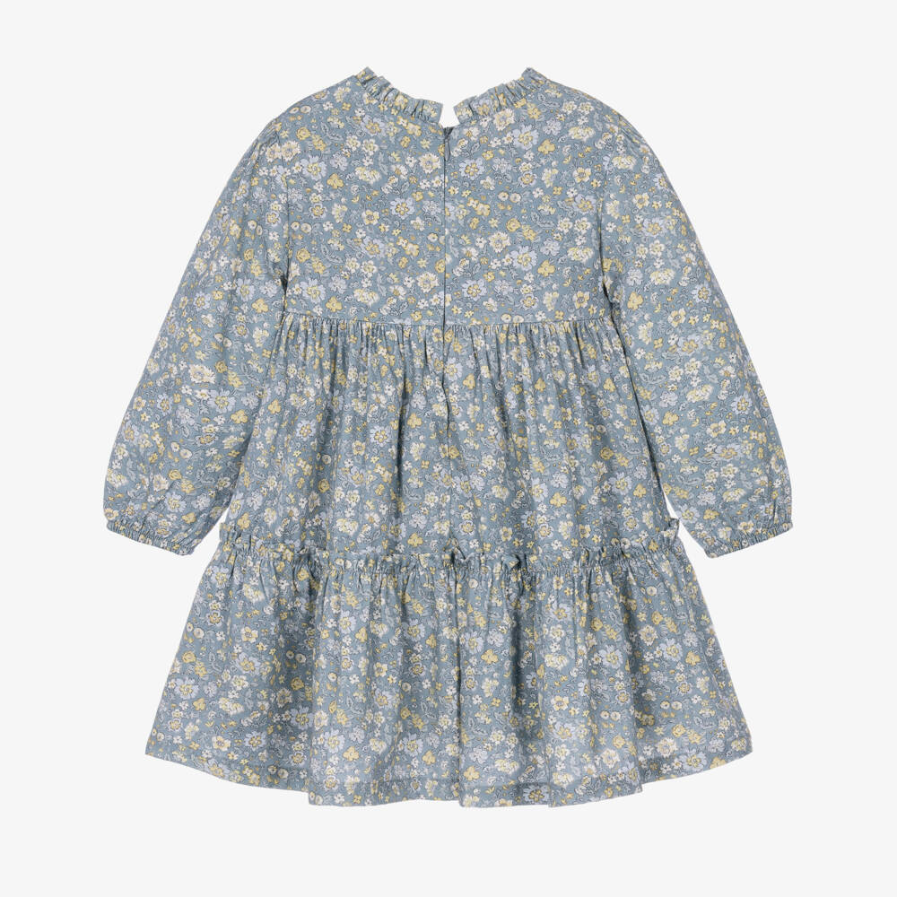 Tutto Piccolo-Girls Blue Floral Dress Set with Socks | Childrensalon