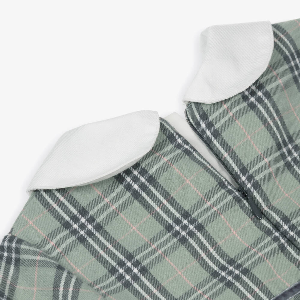 Tutto Piccolo-طقم فستان وكولون قطن تويل لون أخضر للبنات  | Childrensalon