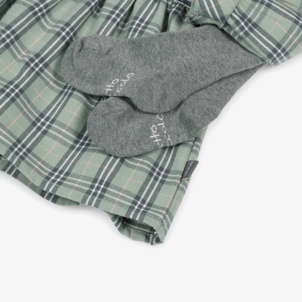 Tutto Piccolo-طقم فستان وكولون قطن تويل لون أخضر للبنات  | Childrensalon