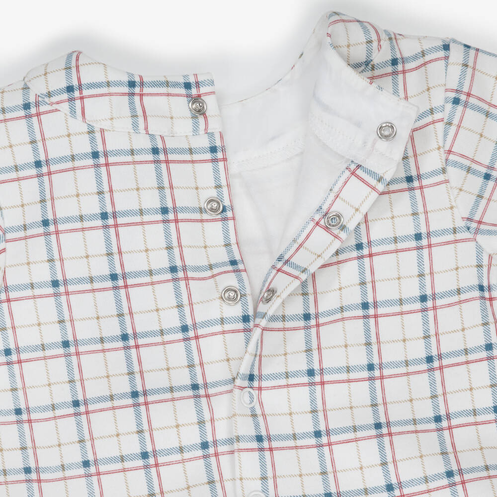 Tutto Piccolo-Girls Ivory Checked Dress & Red Tights Set | Childrensalon