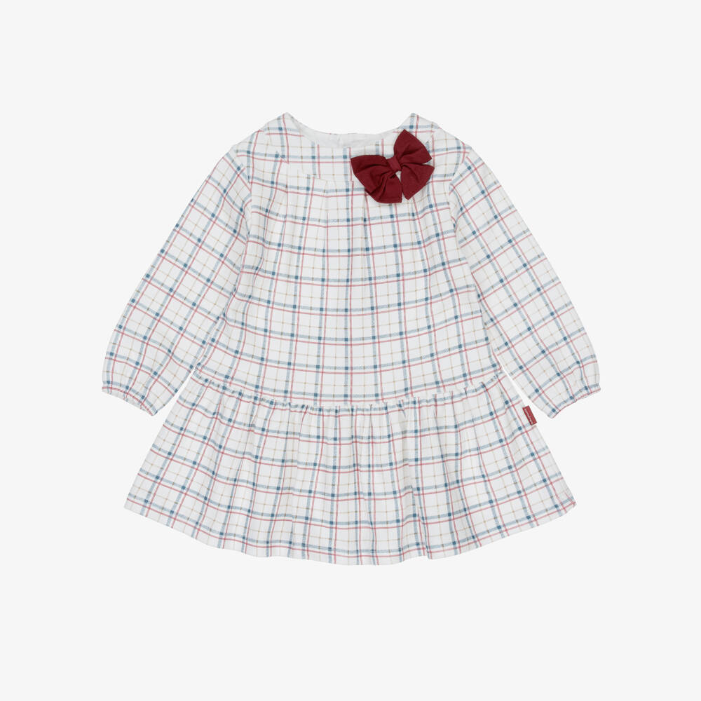 Tutto Piccolo-Girls Ivory Checked Dress & Red Tights Set | Childrensalon